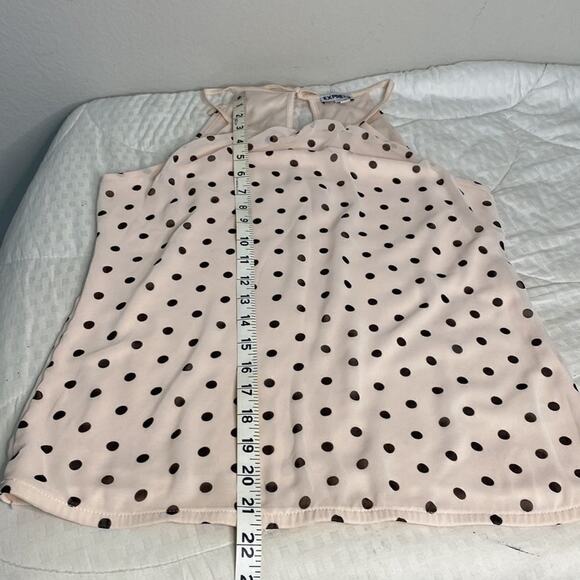 Express High Neck Pink with Brown Polka Dot Tank. Tie Neck. XS See video - Picture 8 of 10